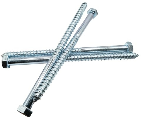 HAFD Lot de 6 vis dormeuses robustes à tête hexagonale pour fixations en bois et béton, pour utilisation en extérieur dans les terrasses, clôtures et projets d'aménagement paysager 12 x 200 mm