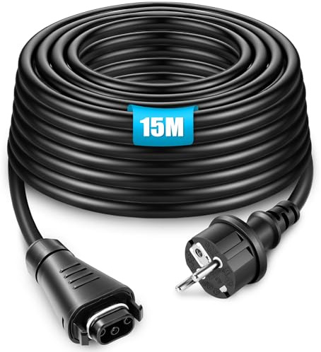 BOSYTRO BC-05 Kabel 15M, BC-05 Buchse zu Schuko Steckers Anschlusskabel, BC05 Anschlussleitung mit BC05 Männlich Stecker und AC Schuko Stecker, 3M/5M/10M/15M für die HMS Mikrowechselrichter Serie