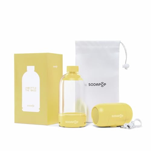 Sodapop Wireless Bluetooth Speaker - Portable Bottle Bass Expansion System, 30+ Hour Battery, Mini Travel Speaker with Protective Bottle Case, Outdoor Speaker for Festivals, Parks & Camping