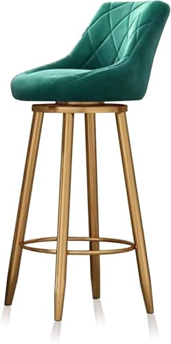 OGYJMSFN Barhocker Drehbarer Barhocker mit Thekenhöhe und Rückenlehne/Samt-Kücheninsel for Pub(Green 75cm,1 PCS Gold Leg)