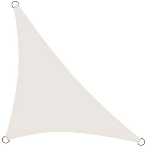 Rivenlo Toldo Vela Triangular 5x5x7,1 m, Vela de Sombra Impermeable Protección Rayos UV PES Toldos para Exterior Terraza Patio Jardín, Crema