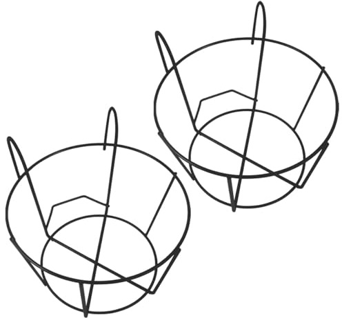 GLEAVI Lot de 2 Supports Suspendus pour Bonsaï en Fer Noir 30cm | Structure Ajourée pour Jardin Cuisine, Fixation Murale Garde-Corps, Protège le Sol et Facilite L’Arrosage