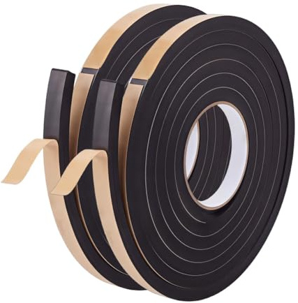 OLYCRAFT 2 rollos de 6 m de cinta aislante de espuma para puertas, 15 mm de ancho, 10 mm de grosor, cinta aislante de espuma de densidad autoadhesiva para puertas correderas, jambas, ventanas