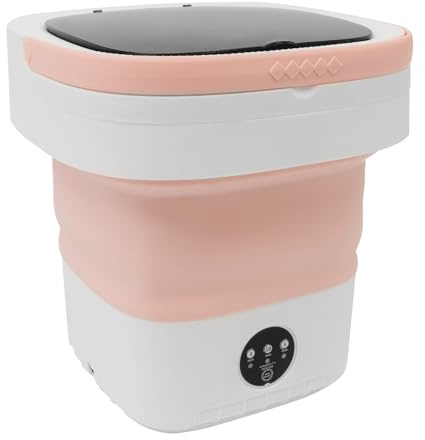 Mini lavatrice da campeggio, piccola 3 kg, portatile, pieghevole, rosa per biancheria intima, 12 l, design moderno, motore in rame, cavo