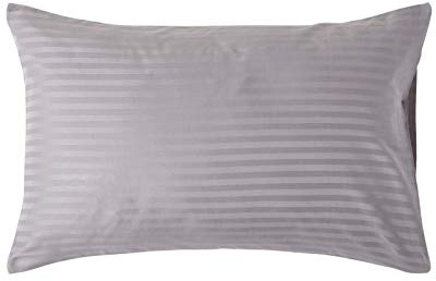 HOMESCAPES Grey Pure Egyptian Cotton Pillowcase Standard Size 330 TC 500 Thread Count Percale Equivalent Satin Stripe Housewife Pillow Case