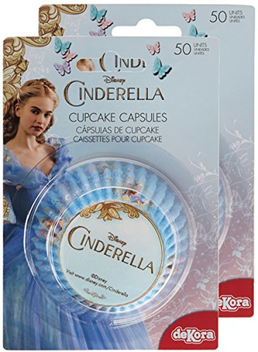 Dekora - Cinderella Cupcake-Kapseln | 50 Stück, Blau, Rund, Wegwerfbar, für Geburtstag, Kommunion
