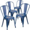 Flash Furniture Blake Stapelstuhl aus Metall, für drinnen und draußen, Antikblau, 4 Stück