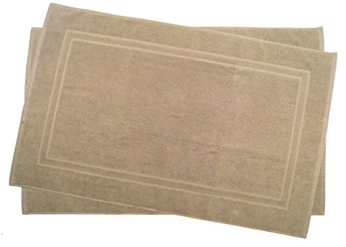 Julie Julsen 2er Pack 70 x 120 cm Badvorleger in Premium Qualität 900 gm2 in aktuellen Farben und 4 Größen aus Baumwolle Badematte Badteppich Duschvorleger Design Doppel Rahmen Sand