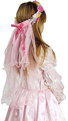 Körner Festartikel Blumenkranz mit Schleier für Mädchen - Rosa - Süßer Haarreif Haarkranz Blumen Hochzeit Prinzessin