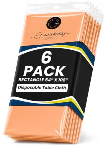 Grandipity Peach Einweg-Tischdecke, Kunststoff, 137 x 274 cm, rechteckig, 6 Stück