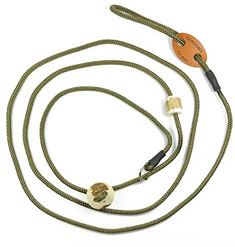 Showleine MIT Stopper/Zugstopp - Oliv-Grün | 4 mm Durchmesser x 160 cm Länge - Sportliche Vorführleine/Ausstellungsleine für Hundeausstellungen