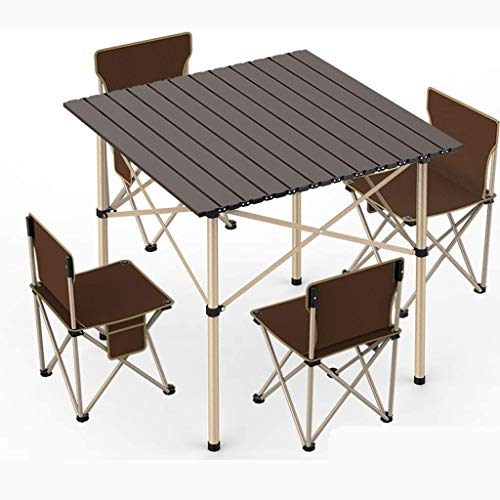 GJSN Einfache Multifunktions-Klapphocker, Aluminium-Klapptisch - Leichte, Tragbarer Speisetisch, Picknick, Reise, Sport Im Freien, 70 × 70 × 70Cm, Drei Stile Optional Mit Klapphocker Klapptisch,C