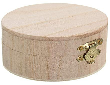 Eighty Runde Holzbox für Ringe, Schmuck, Aufbewahrungsboxen, Mini-Schmuckkästchen aus Holz, 9,8 x 9,8 x 4,3 cm