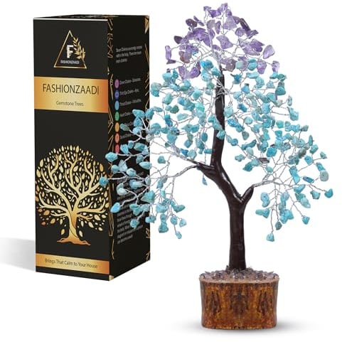Fashionzaadi - Albero della vita con cristalli di turchese e ametista, regali chakra, decorazione spirituale, decorazione Sagittario, Feng Shui