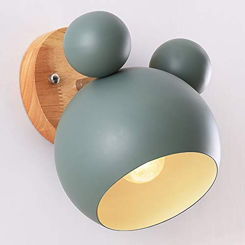 Kugel-Wandleuchte E27 Holzsockel Matt Lampe für Kinderzimmer Schlafzimmer | Einfache Wandmontage | Sanfte Umgebungsbeleuchtung | Robuster Metallschirm | Vielseitiger Einsatz | Edle Mattoptik