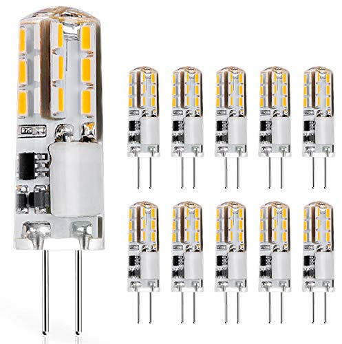 JAUHOFOGEI G4 LED 12V Lampe, 1W LED Leuchtmittel Birne ersetz 10W Halogen Stiftsockellampe, Mini Glühbirnen, Warmweiss, Nicht Dimmbar, 10 Stück