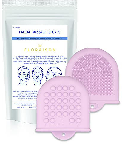 Lot de 2 mini gants en silicone doux pour le nettoyage du visage et massage du visage