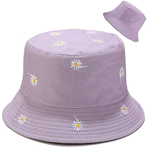 XYIYI Gänseblümchen Lila Reversibel Fischerhüte Anglerhut Sonnenhut Für Damen Mädchen