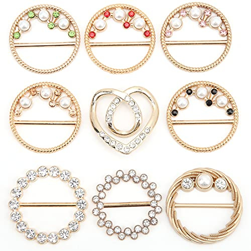 Clip per Sciarpa con Clip per T-Shirt Eleganti Fibbia 9 Pezzi Clip per Sciarpa Anello Semplicistico Cravatte per Camicia Clip per Anello Chiusura per Donna