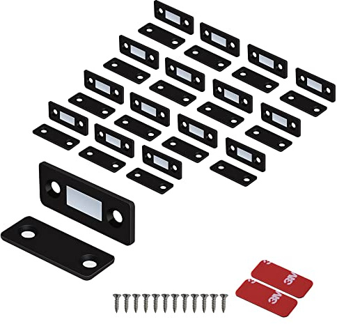 Mousike Magnetischer Türverschluss Ultradünne Schrankmagnete Edelstahl Schubladenmagnetverschluss für Schiebetürverschluss Küchenschrank Schrank Schrankschließer (16 Pack, Black)