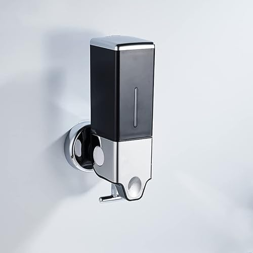 No Drill Manueller Presskopf an der Wand befestigter Seifenspender, Dusch- und Lotionspender für Zuhause, Bad, Küche, Hotels, Restaurants (Schwarz, 500ml)