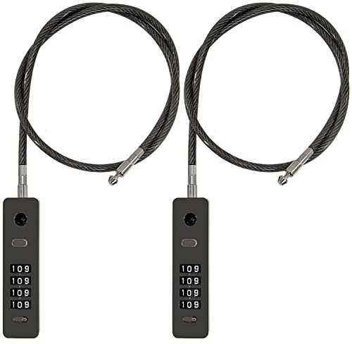 2 Pack Combination Lock 4-Digit Steel Cable Combination Padlock, Diameter 1/5, Length 23, Suitable for Cabinet, Lockers, Fence, Toolbox, Gate, Pet Door, Refrigerator Door, Helmet