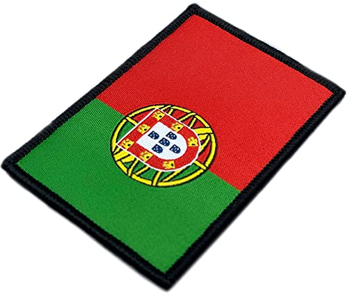 Portugal Flagge Klettverschluss zum Aufnähen - Gestickter Portugiesischer Nationalpatch – Portugal-Flagge 75 x 50 mm