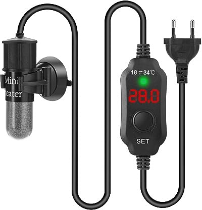 MiOYOOW Chauffage d'Aquarium, 10W/20W/30W Chauffage Submersible Tortue avec Affichage Numérique Réchauffeur d'Aquarium Réglable Température pour Petit Réservoir Poisson à 8L
