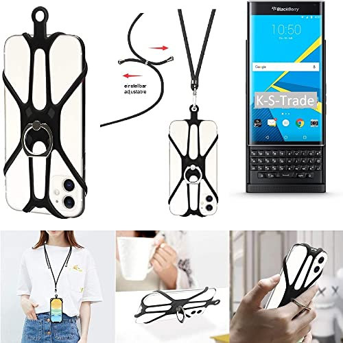 K-S-Trade Qualitativ & Innovativ 3in1 Handykette Handyband Handykordel Halsband Smartphone-Ring Handy-Ring Für BlackBerry Priv Fingerhalterung