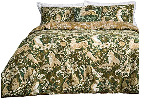 Paoletti Harewood Animal 100% Cotton Duvet Cover Set - Single - Emerald