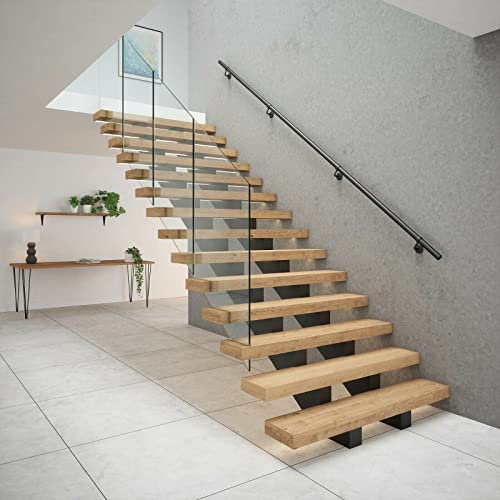 Rothley Kit de Barandillas Escaleras, Pasamanos de Acero Inoxidable de 3,6 m, Color Negro Mate