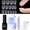 TOMICCA Nail Tips and Glue Gel Kit,Nail Extension Kit-4 In 1 Nail Glue and Base Gel,240Pcs Extra Short Square Nails with Portable LED Nail Lamp DIY Nail Art Acrylic Nail Starter Kit Gifts Set