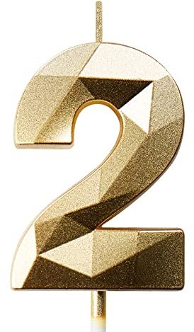 Geburtstagskerzen Zahlen Kerze 2 Tortendeko 2. Geburtstag Junge Mädchen Kerzen Geburtstag Gold 0-9 Zahlen Geburtstagskerzen für Torte