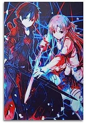V BY N Sword Art Online Anime-Poster, Vintage-Kunst, Raumdekoration, ästhetische Schlafzimmerdekoration, Leinwandposter für Schlafzimmer, 30 x 45 cm, ungerahmt