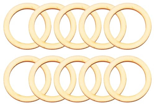 VILLCASE 100 Pièces Anneau Bois 4cm - Cercles Décoratifs En Bois Naturel - Rondes Anneaux À Peindre Pour Artisanat, Décoration Floral Et Projets DIY