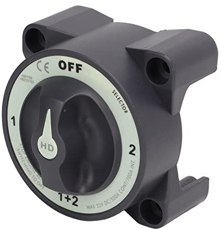 Bediffer Interrupteur de Batterie Marine 500A, Interrupteur de Déconnexion de Batterie Robuste à 4 Positions Gris Automatique pour Bateau et Camping-car
