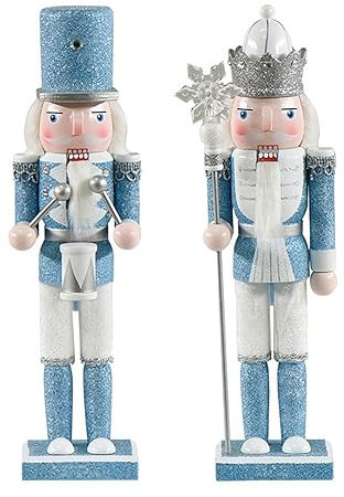 Vansza 2 piezas de soldado cascanueces de Navidad, 30 cm, decoraciones de soldado cascanueces de madera para el hogar y fiesta de Navidad