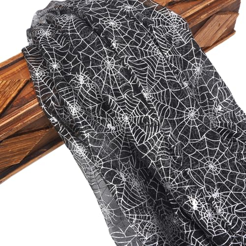 Wambere 1 Yard x150 cm Schwarzer Spinnennetz Netzstoff,Halloween Hexe Spinnennetz Stoff Kunsthandwerk Kostüm für Abschlussball Bühnenkostüme Party Halloween-Kleider DIY-Handwerk Kleidung Home,