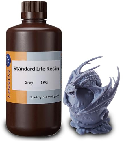 Antinsky Standard Lite Resin 3D Drucker UV härtendes Harz 405 nm Photopolymer für LCD/DLP Hohe Aktivität Hohe Präzision Geringe Schrumpfung Schnelle Aushärtung Große Stabilität Grau 1 kg