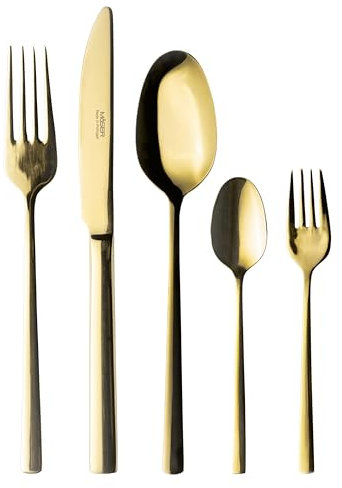 Mäser, Serie Oneda, Besteck-Set, Edelstahl Besteck-Set für 6 Personen, Weißgold