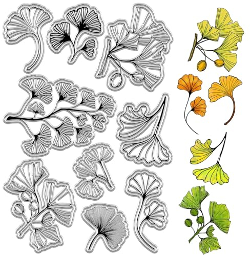 CRASPIRE Ginkgo-Blätter, Transparente Gummistempel, Retro-Herbst-Pflanzenblatt, Vintage, Wiederverwendbare Transparente Silikon-Stempelsiegel Für Journaling, Kartenherstellung, Scrapbooking, Fotoalbum