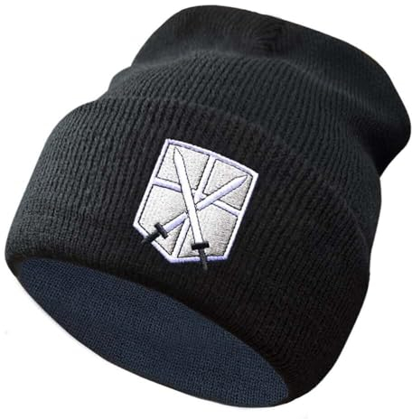 Anime Cosplay Flügel Beanie Stickerei Warme Mütze Pullover Mütze Strickmütze Hip Hop Hut Outdoor Cap für Männer Frauen, Schwert, Einheitsgr��e
