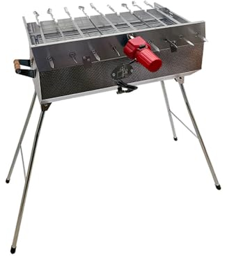 Mangal Set Taschkent Schaschlikgrill mit 9er Drehspieß Spieße Motor
