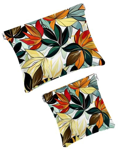 2 Pack Faux Leather Makeup Bag for Purse, Portable Travel Small Makeup Pocket, Mini Makeup Bag, Mini Makeup Pouch for Lipstick, Modern Abstract Dahlia Vintage Floral