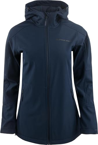 ALPINE PRO ODREGA Veste softshell pour femme – Coupe-vent, imperméable et respirante – Veste mi-saison légère et fonctionnelle pour la randonnée, le cyclisme et la course à pied, bleu foncé, L