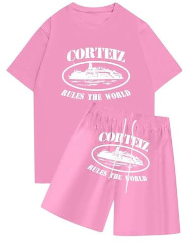 Ensemble 2 pièces short et chemise d'été pour homme - T-shirt fantaisie - Style sportif - Style sportif - Style sportif - Style sportif - Style sportif, rose, XL