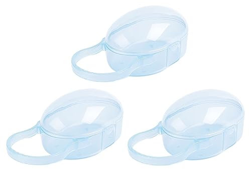 siduytin 3 teiliges reisefreundliches Nippeletui, sichere und langlebige Schnuller Aufbewahrungslösung, Schnuller Aufbewahrungsbox, Baby Nippeletui, Blau