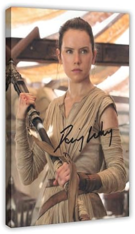 doegka Vollständig signiert! Daisy Ridley persönlich signiertes Leinwand-Poster, Wandkunst, Dekor, Bild, Gemälde für Wohnzimmer, Schlafzimmer, Dekoration, 20 x 30 cm