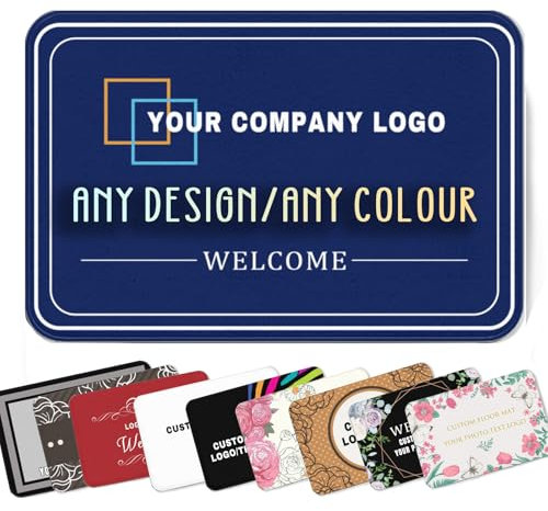 Custom Commercial Door Floor Mat For Business With Personalized Logo Name Slogan Image Text Customized Flannel Washable Rug Carpet for Indoor Outdoor Entrance Non-Slip Backing
