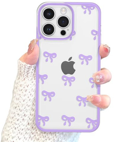 EYZUTAK Case for iPhone 11 Pro, Clear Cute Ribbon Bowknot Pattern Aesthetic Transparent Phone Case Raised Camera Protection Stylish Slim Soft Durable TPU Protective Cover for Women Girls - Purple